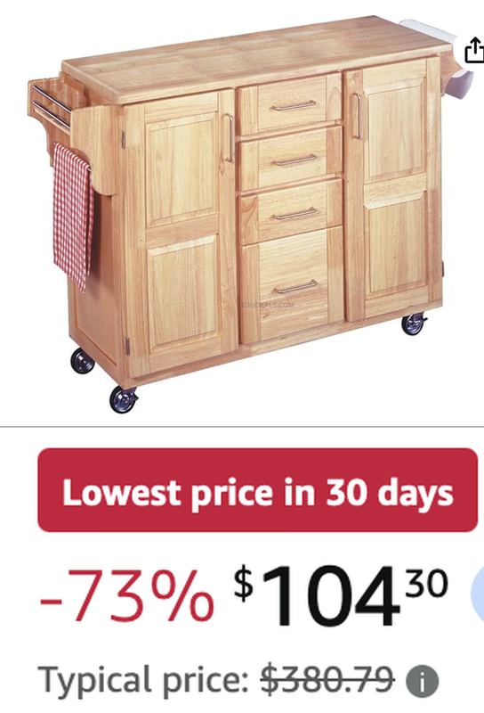 $380.79 HOMESTYLES MOBILE KITCHEN CART DROPPED TO $104.30