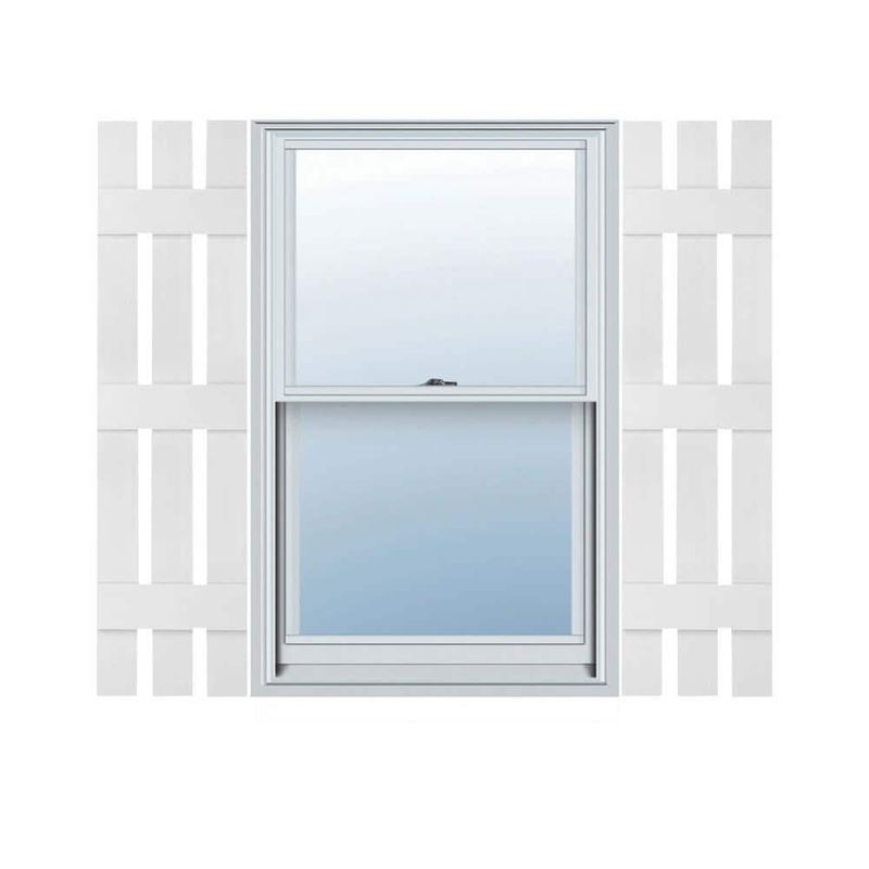 Builders Edge - 12 in. W x 66 in. H TailorMade Three Board Spaced (3 Batten), Board-n-Batten Shutters - White