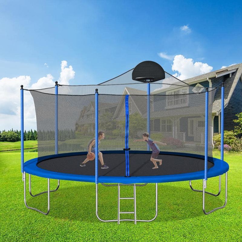 Nestfair - 14 ft. Round Outdoor Trampoline with Board