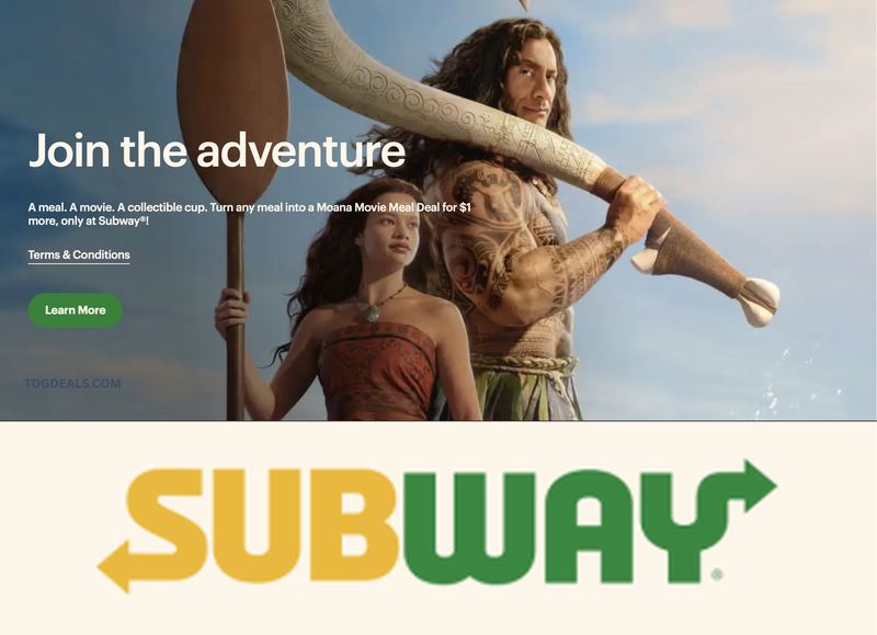 FREE MOANA MOVIE TICKET W/ MEAL @ SUBWAY🌊🎟️