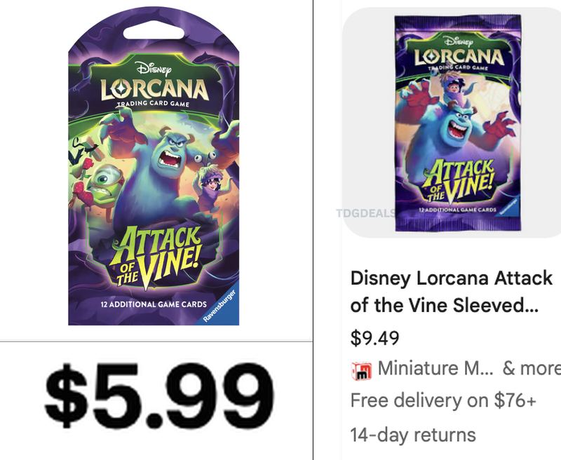 $5.99 Disney - Lorcana: Attack of the Vine! Sleeved Booster