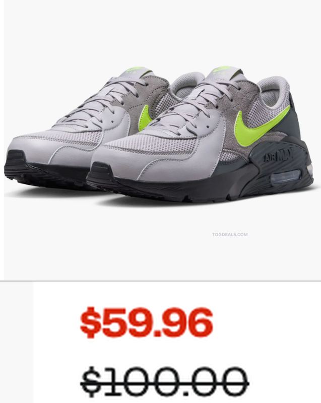 $100 NIKE AIR MAX EXCEE SNEAKERS FOR $59.96