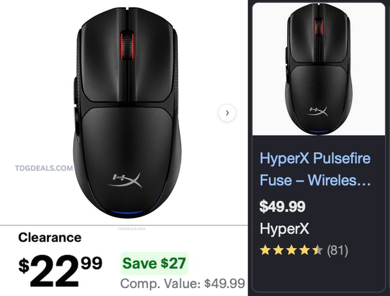 54% OFF HYPERX PULSEFIRE FUSE WIRELESS MOUSE