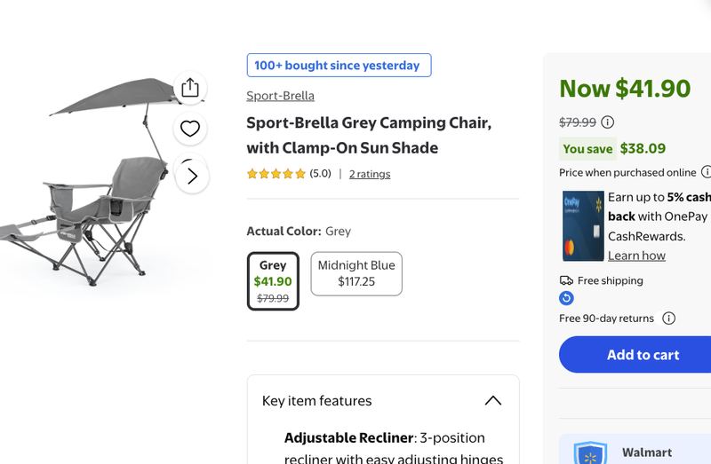 $80 - Grey Camping Chair ⛱️