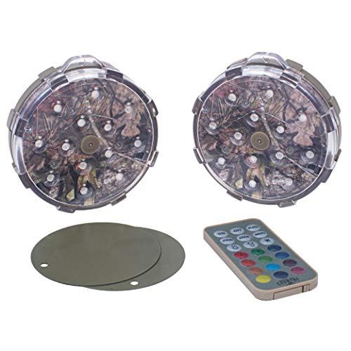 GAME 82394-BB Weatherproof Magnetic All-Purpose Color-Changing LED Puck Lights Battery Operated with Remote Control, Mossy Oak Break-Up Country Print
