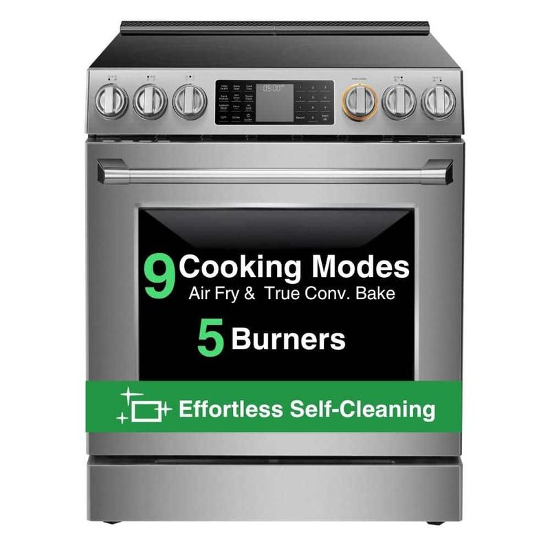 FOTILE - 30 in. Fresh Bake Technology 5-Burner Element Slide-In Single Oven Electric Range in Stainless Steel w/ Convection Bake