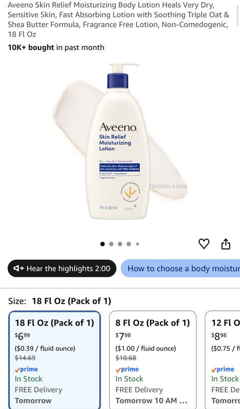 $14.69 Aveeno Skin Relief 18oz Lotion for $6.99