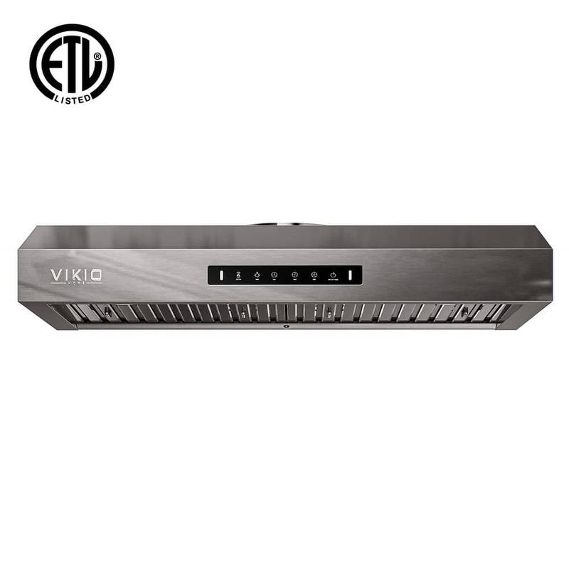 VIKIO - 30 in. 560 CFM Ducted Under Cabinet Range Hood in Black Stainless Steel with Removable LED and Gesture Control