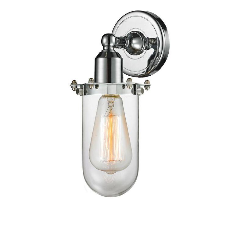 Innovations - Centri 1-Light Polished Chrome, Clear Wall Sconce with Clear Glass Shade