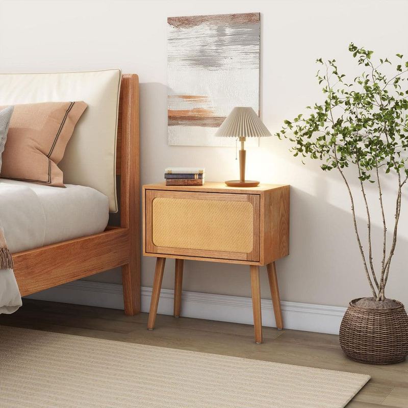 CHRISTOPHER KNIGHT HOME - Belvior Modern Rustic Natural Finish 22.3 in. W Nightstands Bedside Table with Rotating Storage Box, Wood Legs