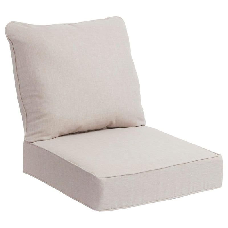 Hampton Bay - 24 in. W x 24 in. D CushionGuard Deep Seat Universal Outdoor Lounge Chair Cushion in Putty