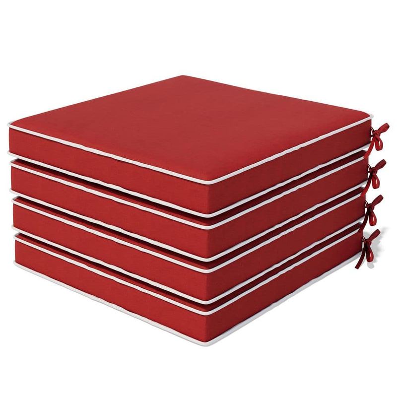 Pellebant - 18.8 in. x 18.8 in. 4-Piece Outdoor Chair Cushion Patio Seat Cushions Set of 4 for Furniture in Chili