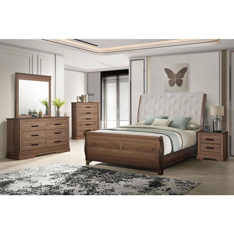 NEW CLASSIC HOME FURNISHINGS - New Classic Furniture Conventy Hall 5-Piece Pecan Wood Cal King Bedroom Set