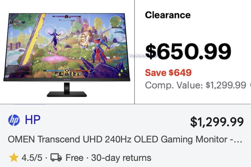 $1,299.99 HP OMEN TRANSCEND 32 QD-OLED NOW $650.99