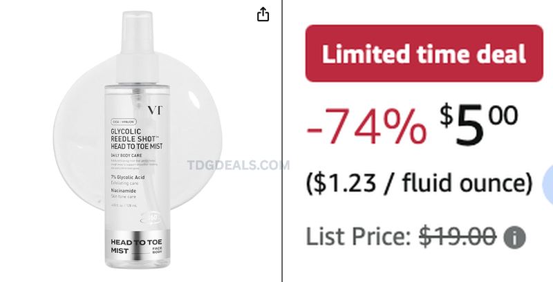 $5 VT COSMETICS 7% Glycolic Acid Reedle Shot Head-to-Toe Mist, 4.05 fl oz
