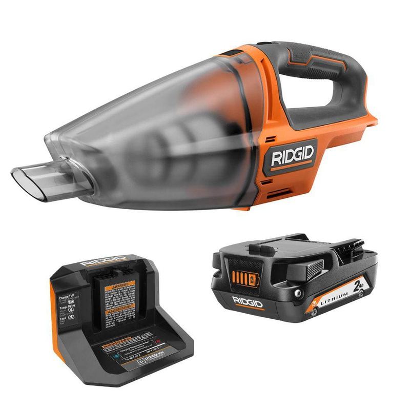 RIDGID - 18V Cordless Hand Vacuum Kit with 2.0 Ah Battery and Charger