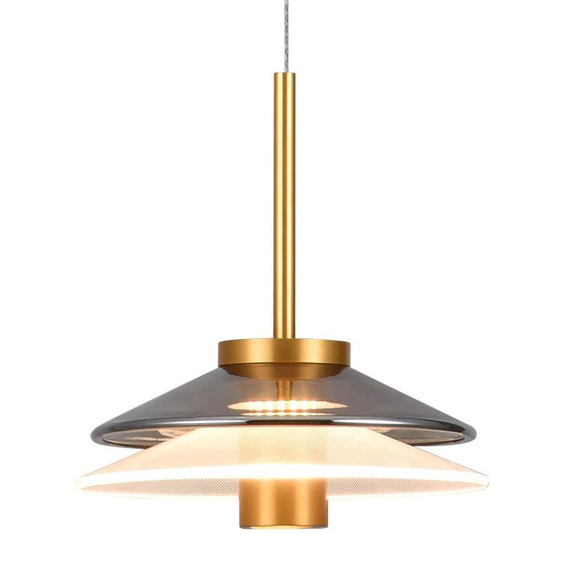 VONN Lighting - Verona 7 in. 1-Light ETL Certified Integrated LED Black Pendant Lighting Fixture with Glass Shade