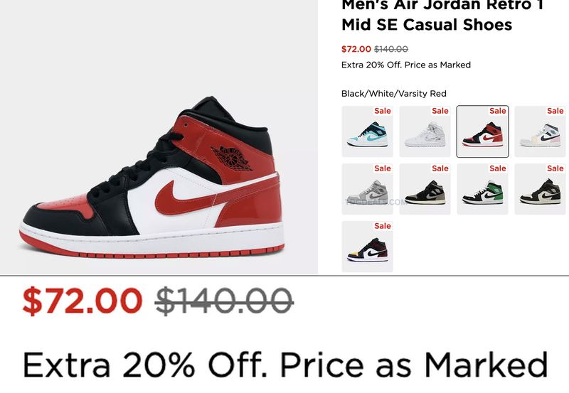 ALSO THESE $72 AIR JORDAN 1 MID SE IN BLACK AND RED 🔥