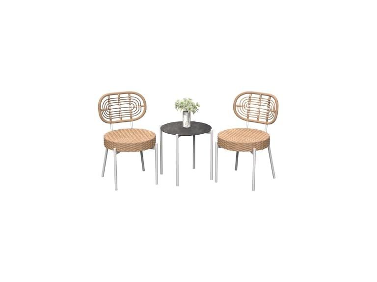 GarveeLife 3 Piece Wicker Patio Bistro Furniture Set