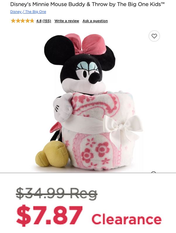 $34.99 DISNEY MINNIE MOUSE BUDDY & THROW SET DROPPED TO $7.87