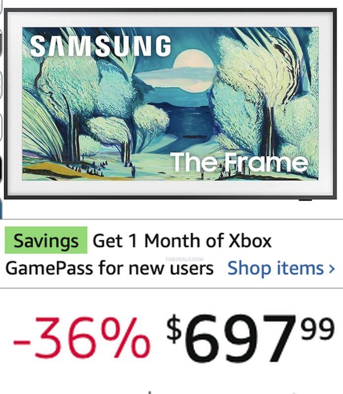SAMSUNG 55" THE FRAME TV DROPPED TO $697.99