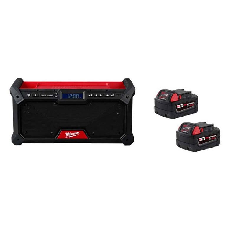 Milwaukee - M18 18V Lithium-Ion Cordless Jobsite Radio w/ (2) M18 5.0 Ah Batteries