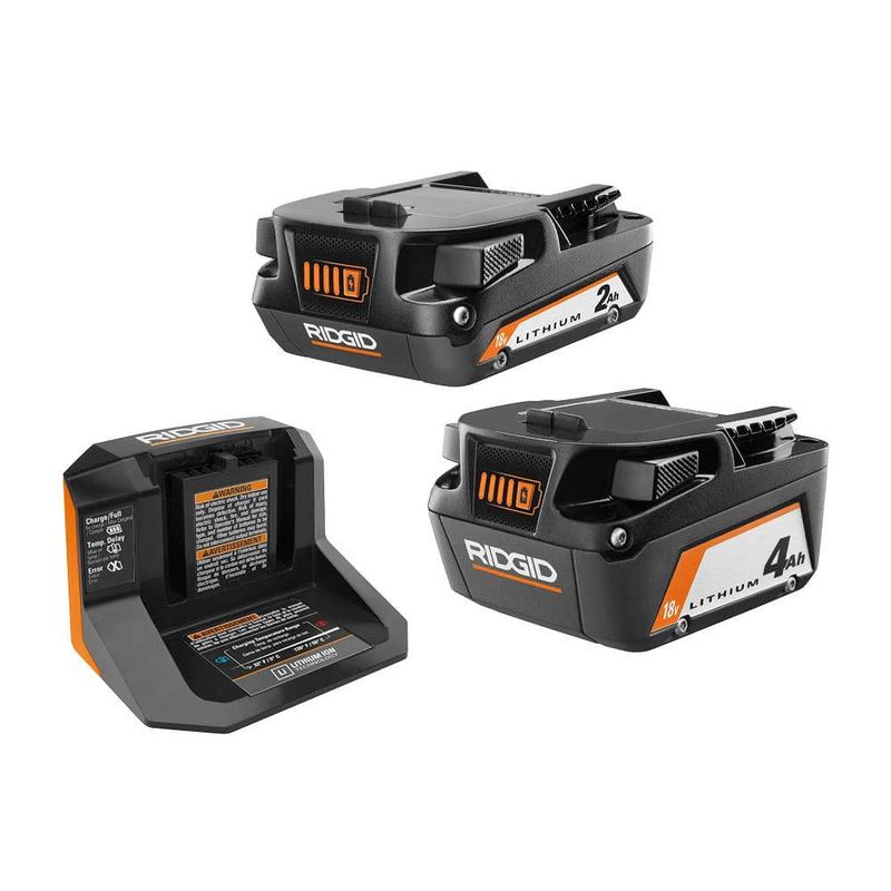 RIDGID - 18V Lithium-Ion (1) 4.0 Ah Battery, (1) 2.0 Ah Battery, and 18V Charger