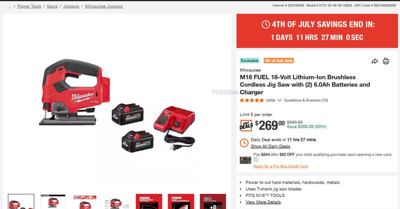 MILWAUKEE M18 FUEL JIG SAW DEAL π₯