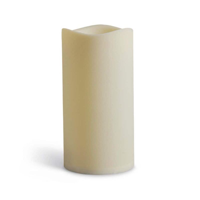 Hampton Bay - 4.5 in. x 9 in. Bisque Color Resin Indoor/Outdoor Candle with 5-hour Timer, Remote Ready