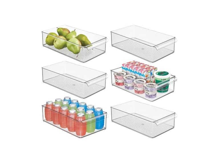 iDesign Large Stackable Fridge or Freezer Bin Set of 6