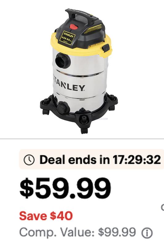 $99.99 STANLEY 8-GALLON WET/DRY SHOP VAC DROPPED TO $59.99