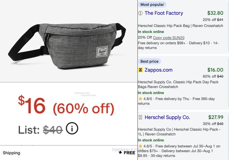 60% OFF HERSCHEL SUPPLY CO. HIP PACK