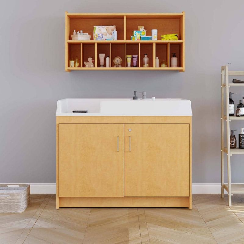 TOT MATE - Laminate Assembled 37.5 in. H x 47 in. W x 23.5 in. D Maple Composite Wood Infant Changing Table