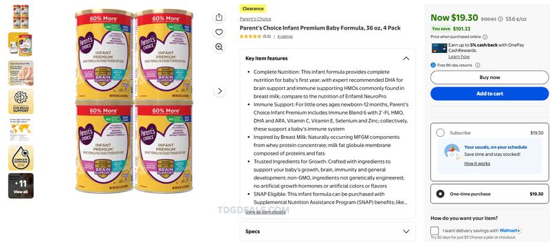 PARENT’S CHOICE FORMULA CLEARANCE