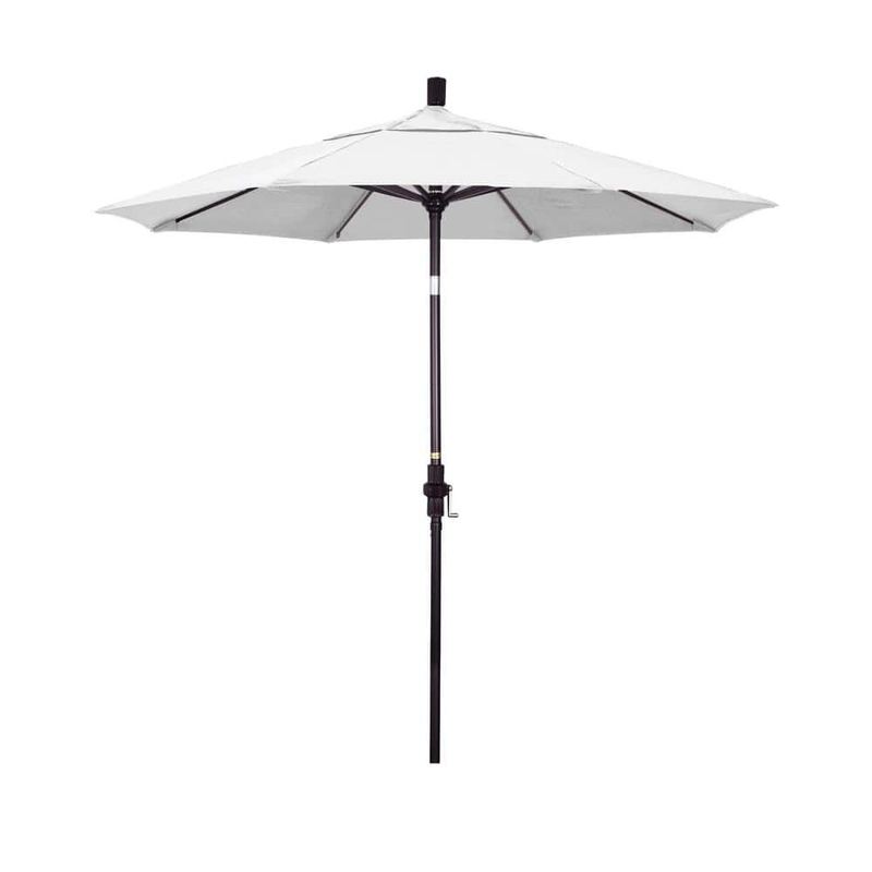 California Umbrella - 7.5 ft. Bronze Aluminum Market Patio Umbrella Collar Tilt Crank Lift in Natural Sunbrella