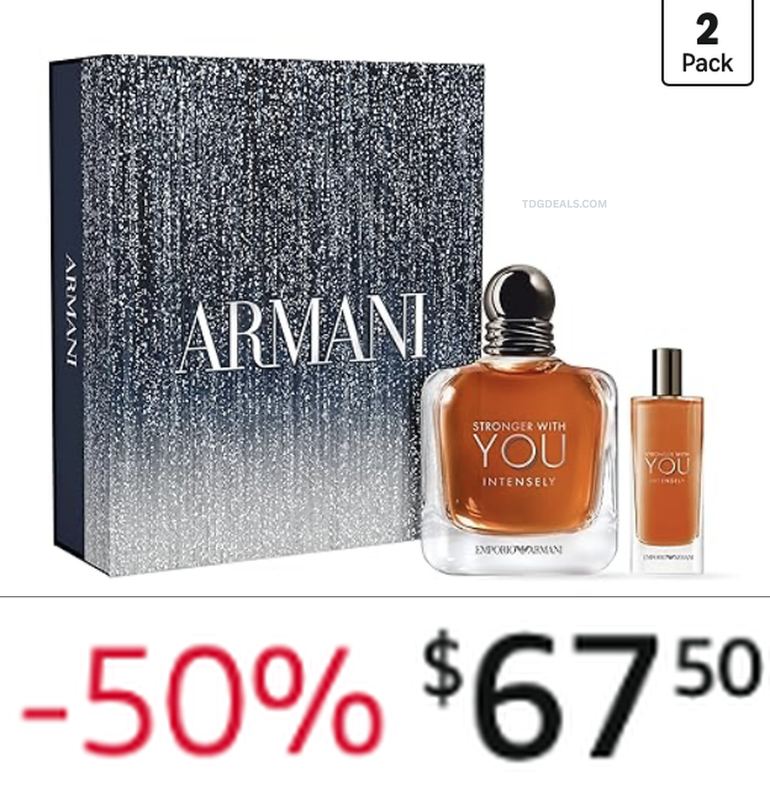 $67.50 ARMANI STRONGER WITH YOU INTENSELY 2-PIECE COLOGNE SET