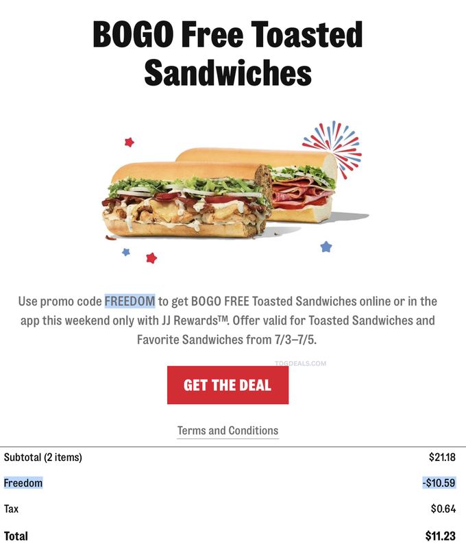 BOGO FREE SANDWICHES @ JIMMY JOHN'S 🇺🇸🥪