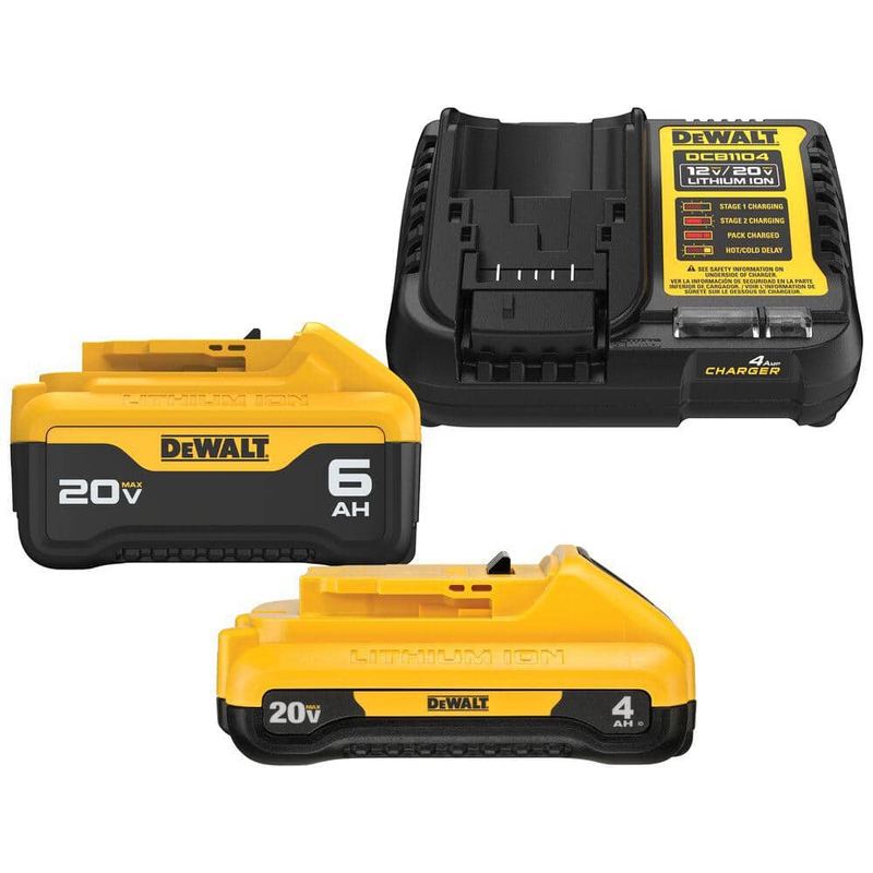 DEWALT - 20V MAX Lithium-Ion 6.0Ah and 4.0Ah Battery and Charger Starter Kit
