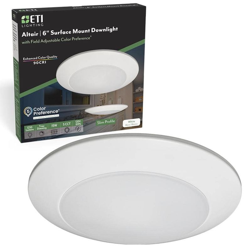 ETI LIGHTING - 6-pack Altair 6 in. Surface Mount Downlight Integrated LED Recessed Trim Light 1230 Lumens Bright White 4000K Wet Rated