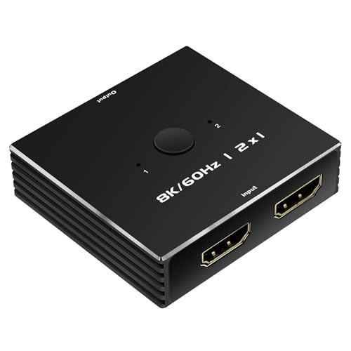 HDMI Switch 4K 120Hz 2 in 1 Out 2 Port Switch 1 Monitors 2 Computers Hdmi 4K 144Hz KVM Switch Monitor HDMI2.1 8K 60Hz (HDMI 2.0 2 * 1 2K 144Hz)