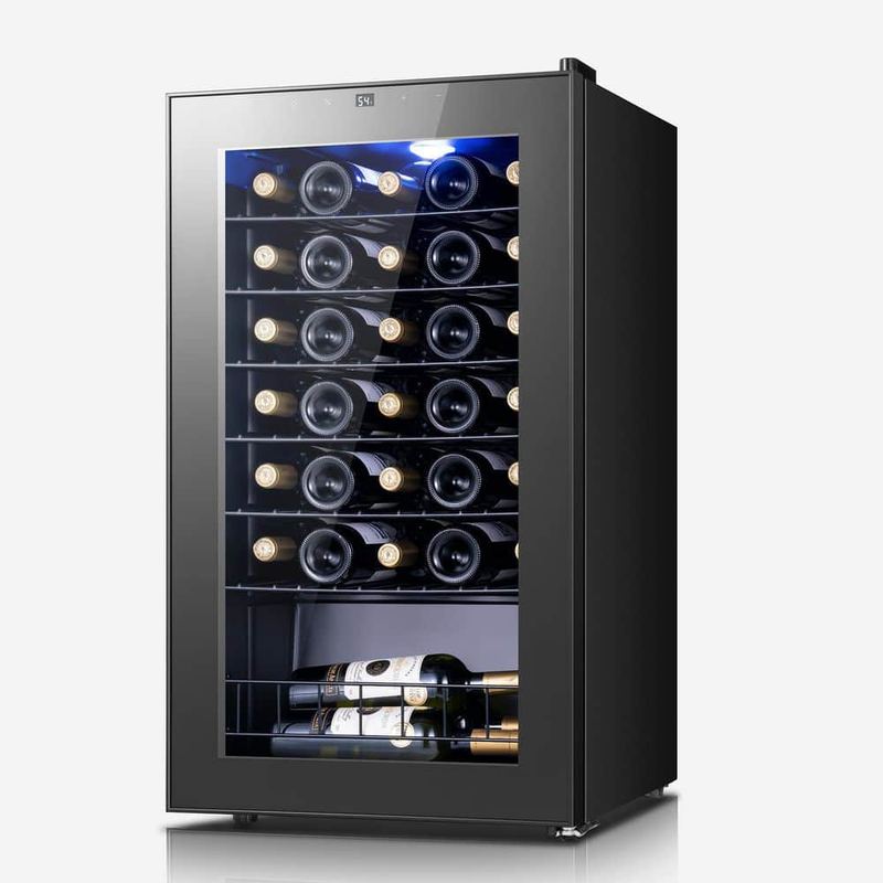 Yeego - Single Zone 34-Bottle Freestanding Wine Cooler Fridge Cellar Cooling Unit Refrigerator Anti-UV Door Stainless Steel