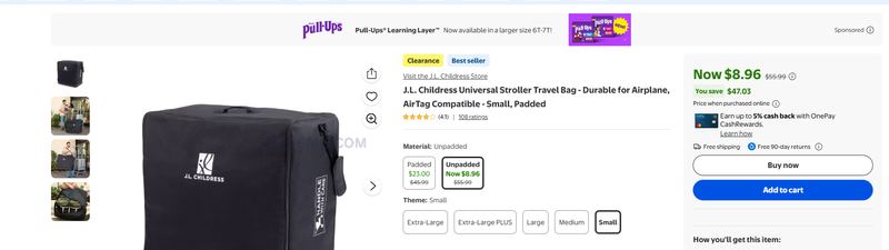 84% OFF J.L. CHILDRESS STROLLER TRAVEL BAG AT WALMART
