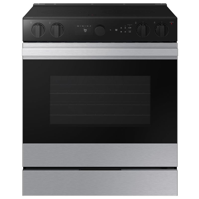 Samsung - 30 in. Wide 5 Elements Bespoke Smart Slide-In Electric Range 6.3 cu. ft. with Air Sous Vide & Air Fry - Stainless Steel