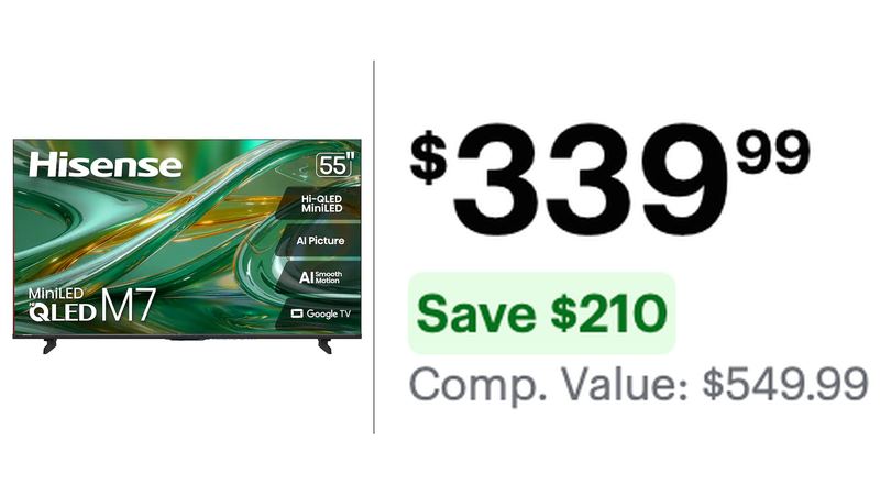 $549.99 HISENSE 55" M7 MINI-LED ROKU TV (2026) FOR $339.99