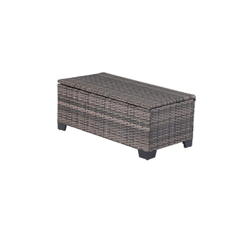 Decksplore - 39 in. W x 20 in. D x 16 in. H Brown Wicker Outdoor Storage Cabinet