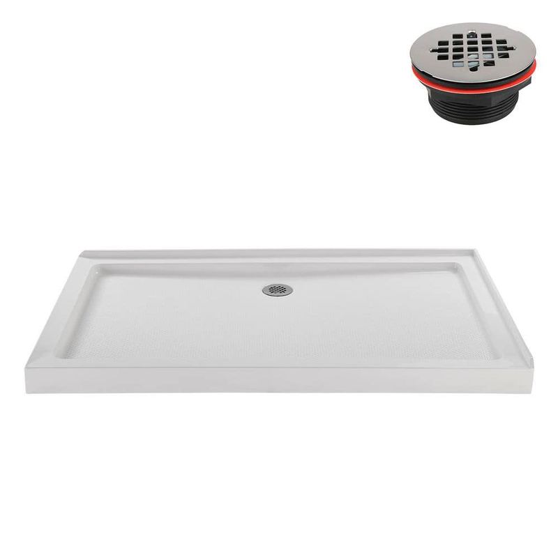 Streamline - NT-384-600-LF 60 in. x 30 in. Corner Acrylic Shower Pan Base, Glossy White with Left Drain, ABS Drain Included