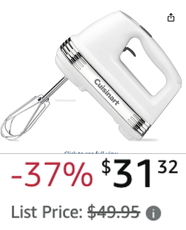 $49.95 CUISINART POWER ADVANTAGE 5-SPEED HAND MIXER NOW $31.32
