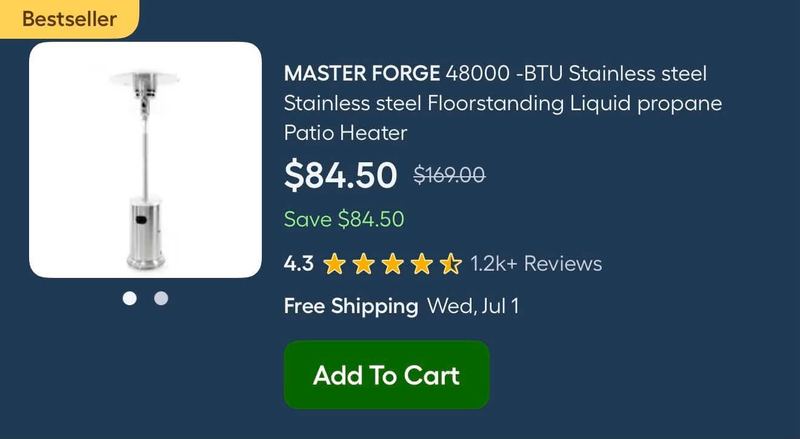 Propane patio heater $84!