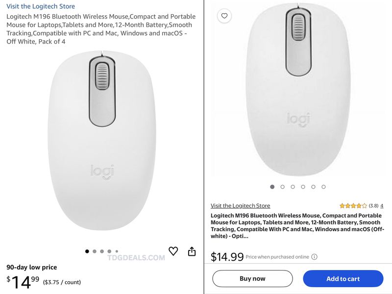 4-PACK Logitech M196 Bluetooth Wireless Mice for $14.99