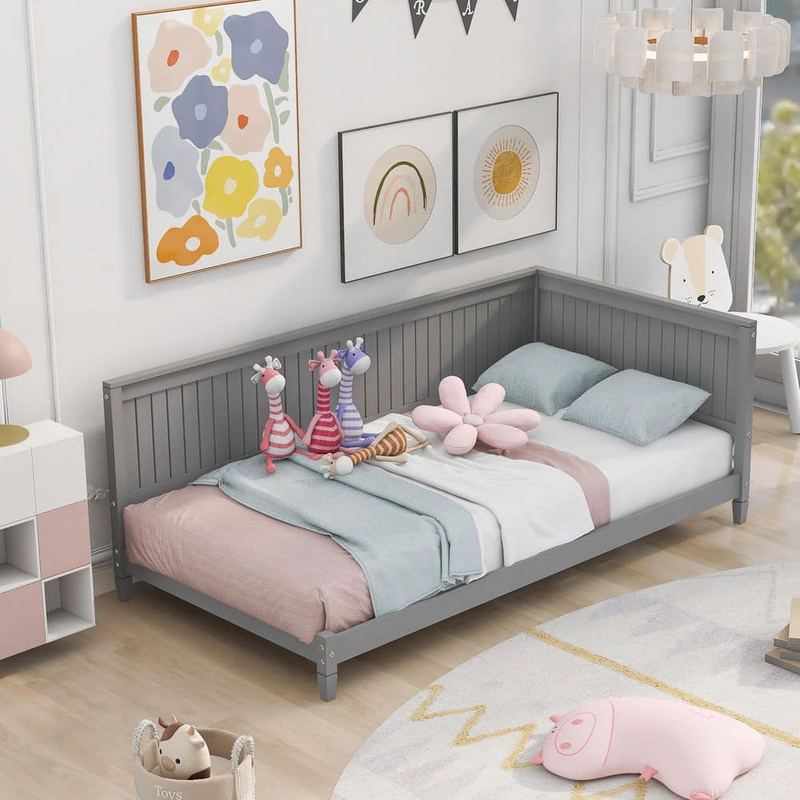 Nestfair - Gray Twin Daybed with Backrest and Unique Armrest